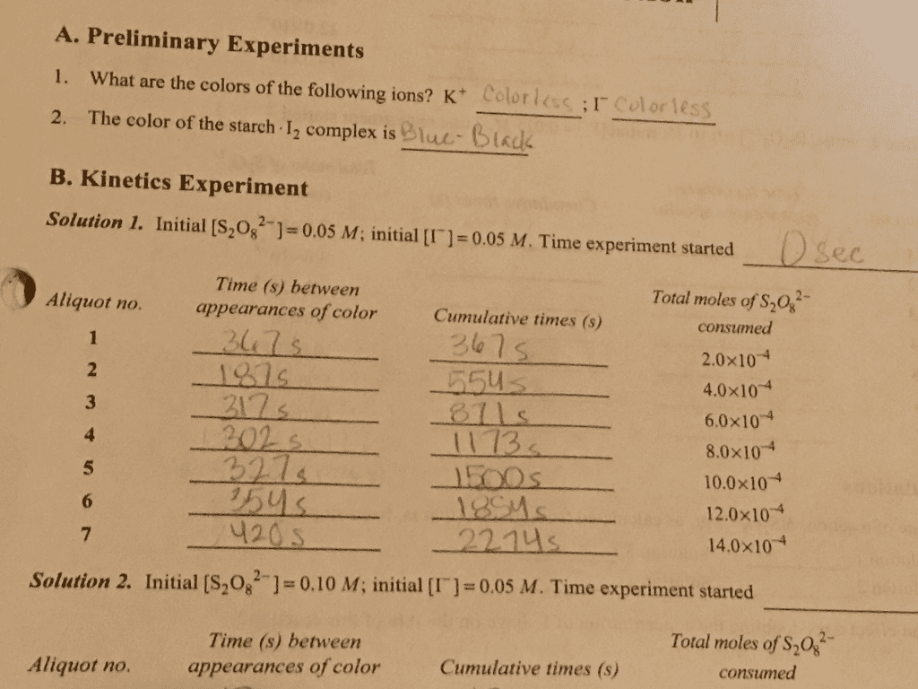 OneClass Rates Of Chemical Reactions 1 A Clock Reaction 1 What Is