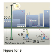 Chapter 2, Problem 9PS, Shadow Length A man 6 feet tall walks at a rate of 5 feet per second toward a streetlight that is 30 