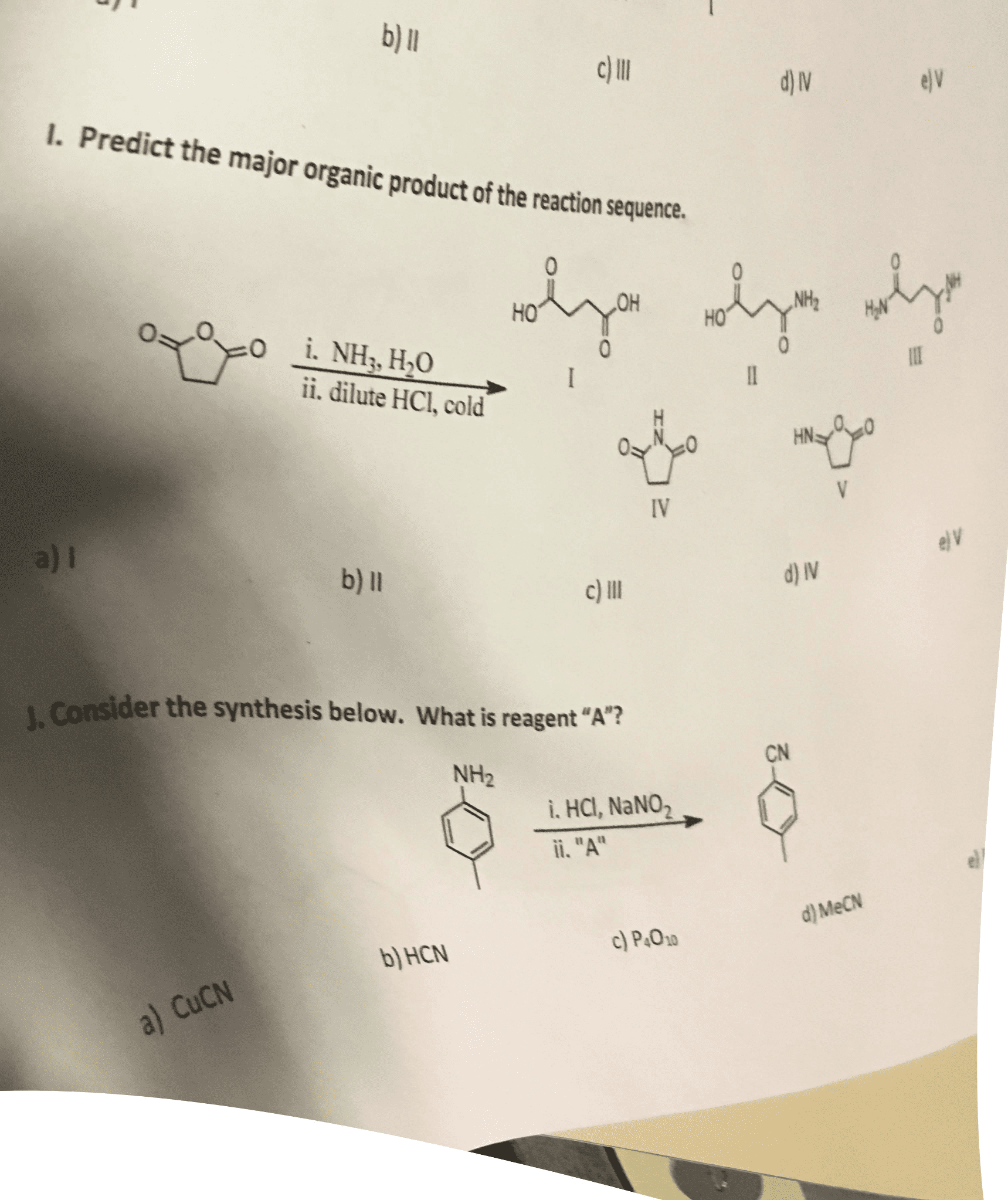 OneClass ORGO CHEMISTRY Multiple Choice Problems HELP 6 Predict 