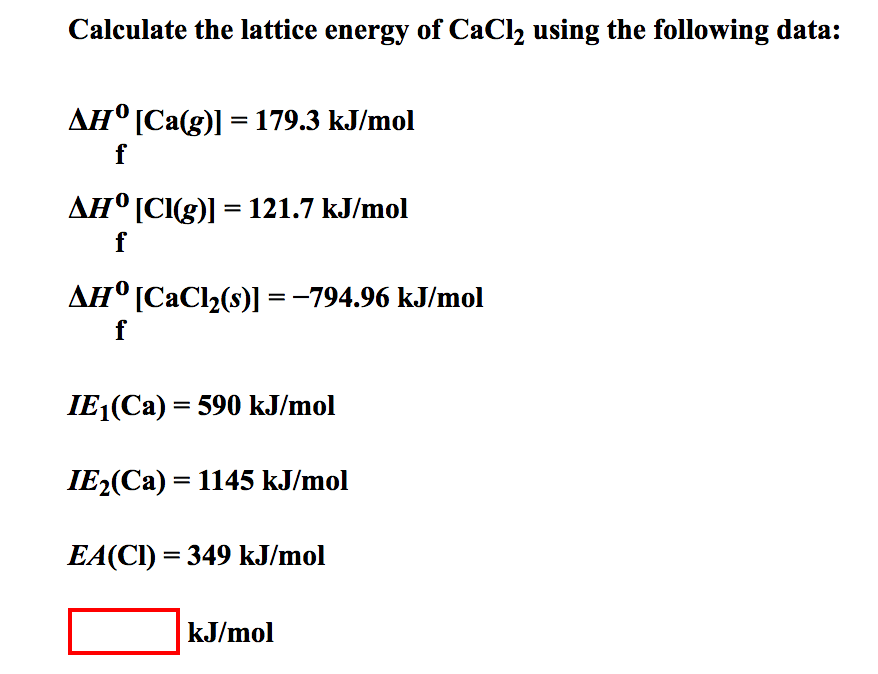 lattice energy of cacl2