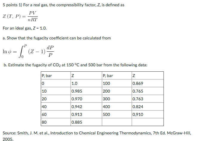 SOLVED: For a gas at a given temperature, the compression factor