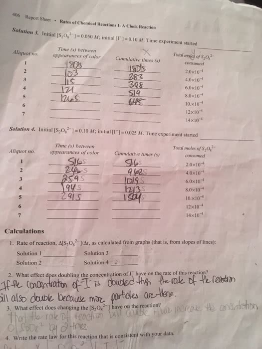 lab rate of chemical reactions assignment lab report