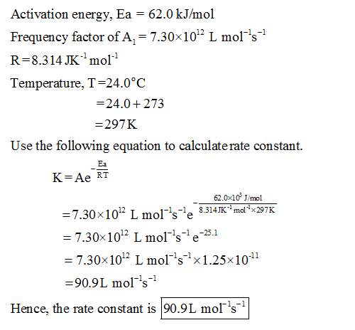 Oneclass Part A A Certain Reaction Has An Activation Energy Of 62 0 Kj Molaˆ 1 And A Frequency Fact