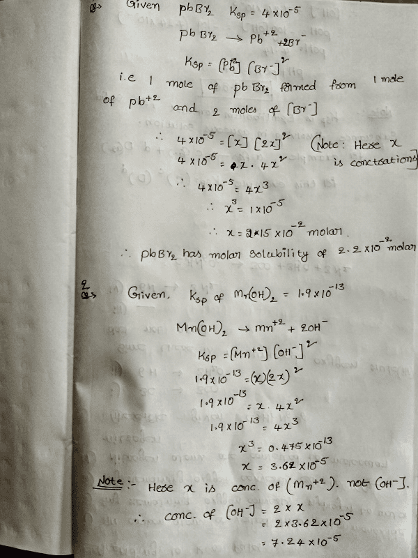 Oneclass 5 Calculate The Molar Solubility Of Lead Bromide Pbbr Ks 4 0a 10a Molar Solubility Mo