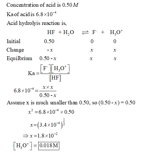 Oneclass What Is The Concentration Of H In A 0 50m Hf Solution Ka 6 8x104 Hf Aq H Aq F Aq A
