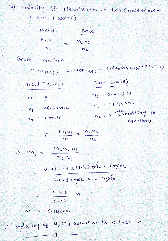 Oneclass 4 Using The Following Reaction H2so4 Aq 2 Naoh Aq A Na2so4 Aq 2 H2o Calcul