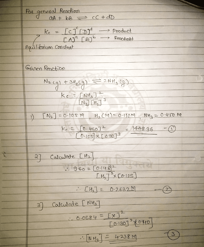 Oneclass Consider The Following Reaction N2 G 3 H2 G Complete The Following Table 3 Pts 2 N