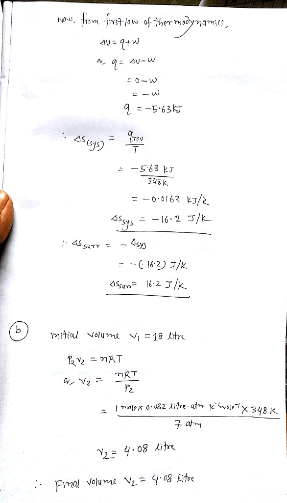 Oneclass 18 Liter Of Idcal Monatomic Gas At 75 A C 1 Atm Was Compressed Through An Is Othermal Reve