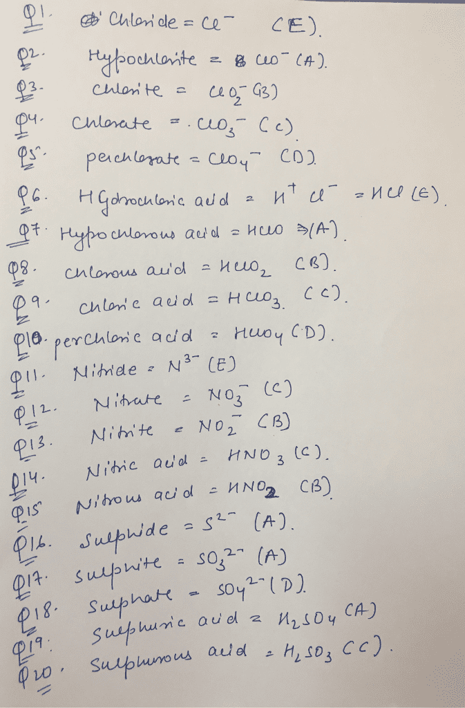 Oneclass 1 What Is The Formula For Chloride A Cio Cio3 B Cio2 D Cio C E Ci 2 What Is The For