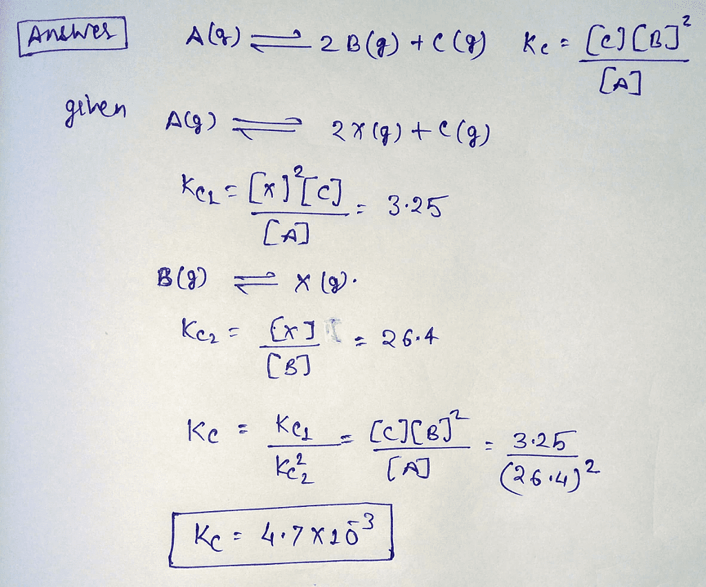 Oneclass Use The Data Shown Here To Find The Equilibrium Constant Kc For The Reaction A G A œ2b G