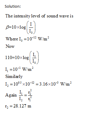 Oneclass At A Distance Of 5 0 M From A Point Sound Source The Sound Intensity Level Is 110 Db At W