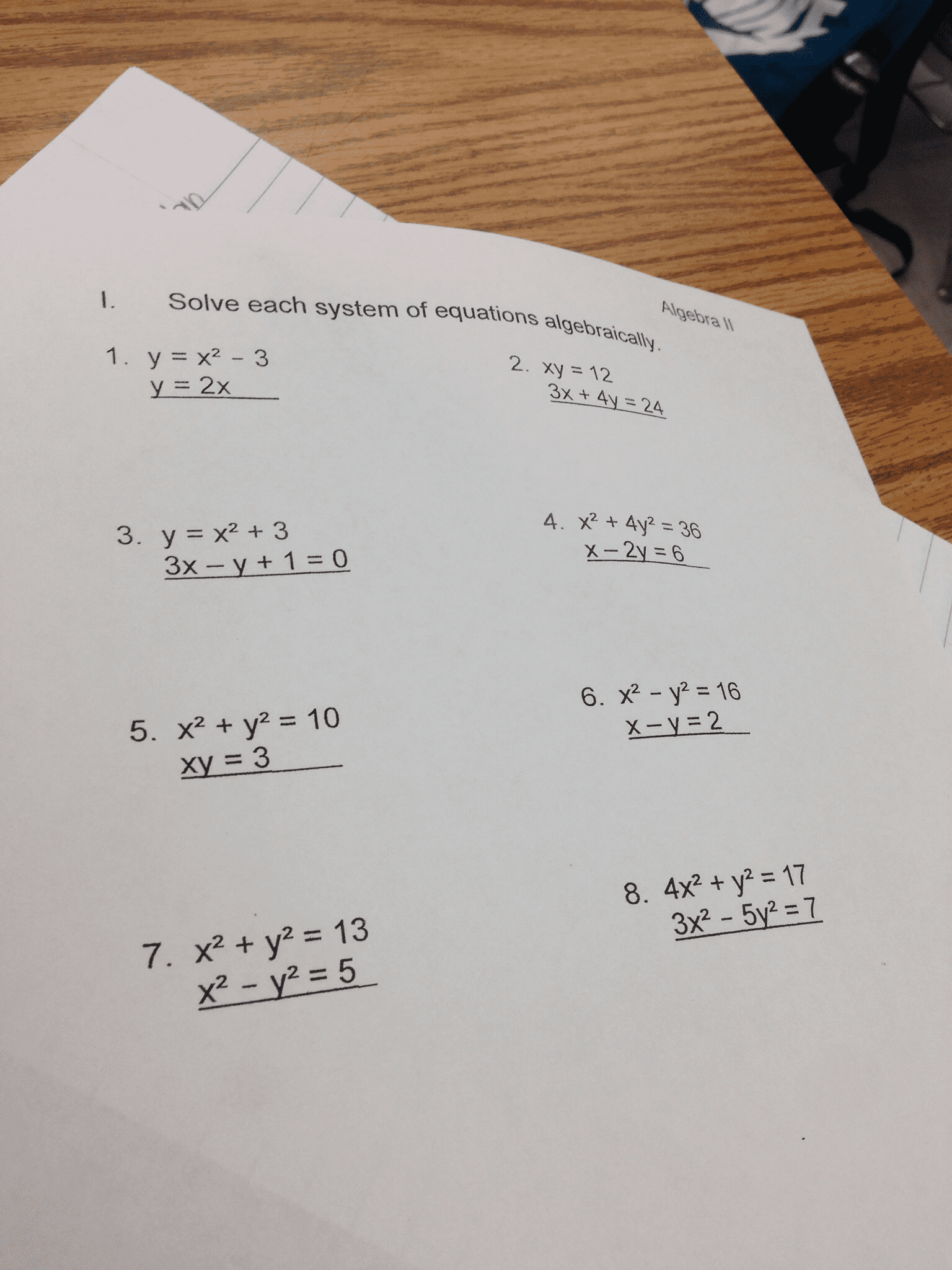 Oneclass C Simultaneous Linear Equations Solve The Following Pairs Of Simultaneous Equations For T