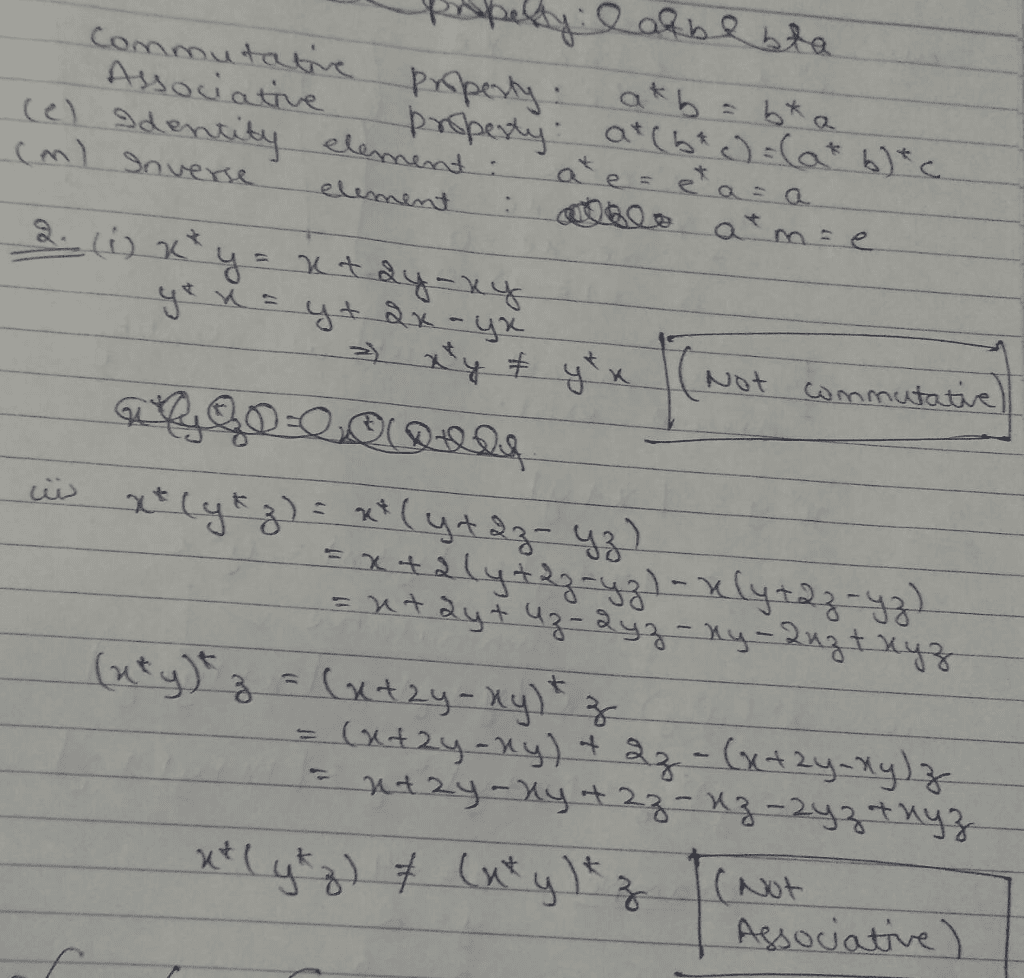 Oneclass X Y X 2y Xy Commutative Yes No Associative Yes No Identity Yes No Inverses Yes No X