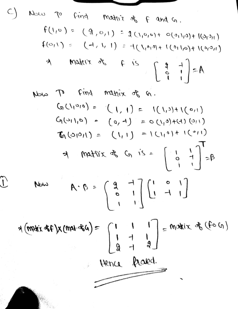 Oneclass Algebra Let F R2 R3 Be Defined By F U U 2u V V U V And G R3 A R2 Be Defined By G