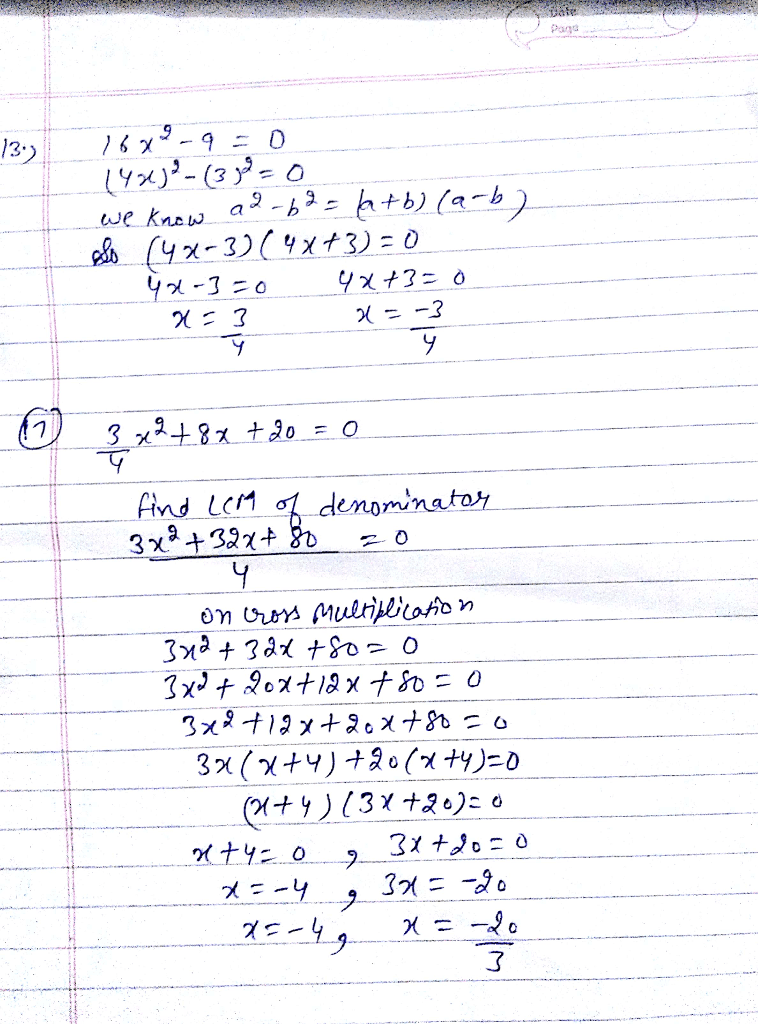 Oneclass Oosolving A Quadratic Equation By Factoring In Exercises 7 18 Solve The Quadratic Equation