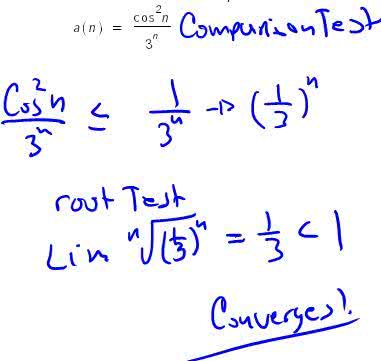 Oneclass Determine Whether The Sequence Converges Or Diverges A N Cos 2 N 3 N