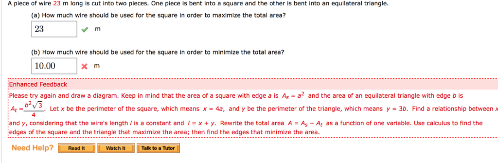 OneClass: i need the answer of b please A piece of wire 23 m long is cut  into two pieces. One piece i