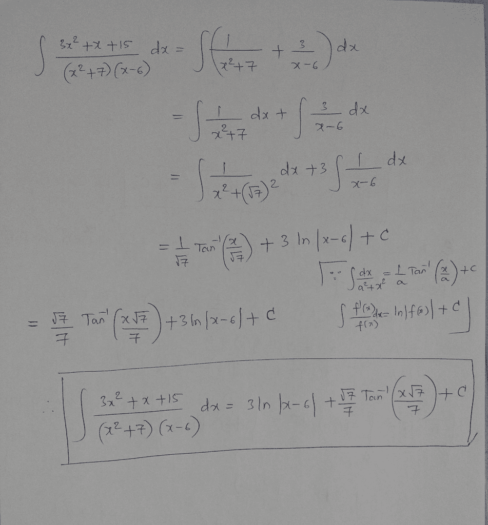 Oneclass 3x2 A 15 J X2 7 X 6 Dx Ln S I Ftan 1e A 17 3 In 7 A Z 1 7