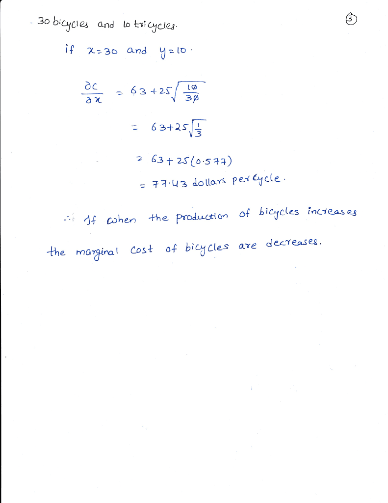 Oneclass Your Weekly Cost In Dollars To Manufacture X Bicycles And Y Tricycles Is C X Y 22 000 6