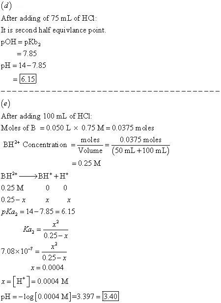 Solved A diprotic base (B) has pKb values of 3.08 (pKb1) and